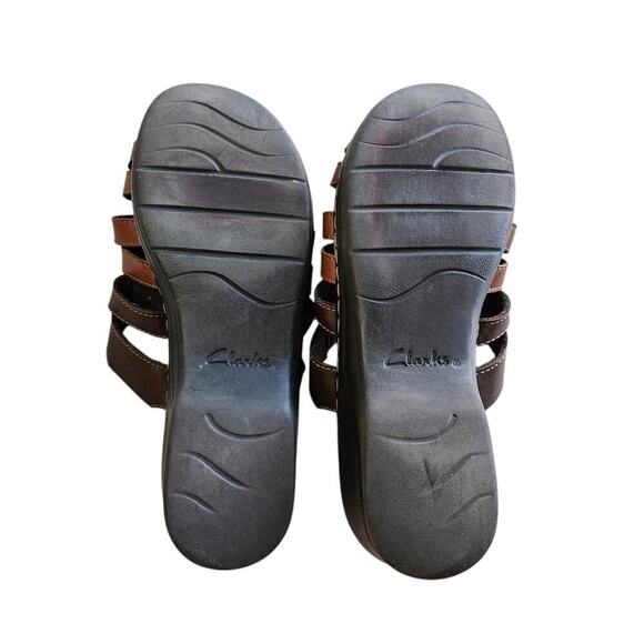 Clarks Gladiator Leather Sandals Brown Size 9XW - Picture 5 of 7